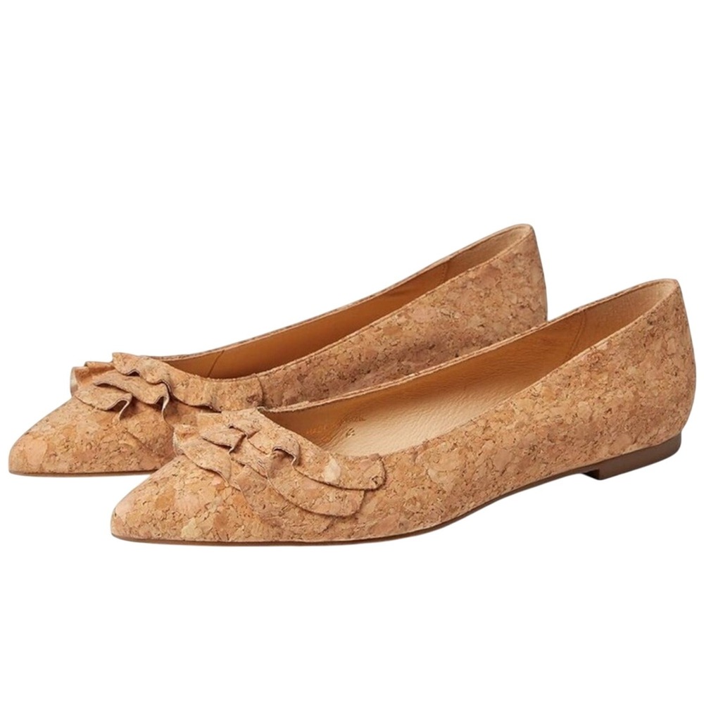 Jack Rogers Cork Ruffle Pointed Toe Flats‎ Comfortable Women's Shoes Cottagecore